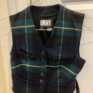 DKNY Wool Vest in Blue and Green
